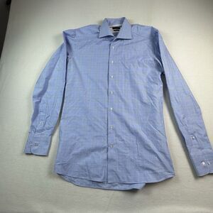 Suitsupply Shirt Mens 39 15.5 Blue Plaid COTTON TWO PLY Button Up Thomas Mason